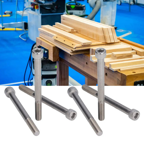 Dead Nuts Reliable M10 X 110mm Hex Socket Head Cap Screws Bolt Kit With 10 Pack A2-70 Stainless Steel on a workbench.