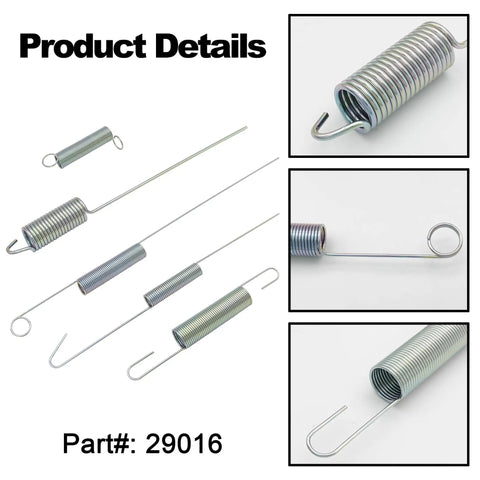 Five Piece Extension Spring Kit With Assorted Sizes For Universal Fit And Dorman Compatibility, showcasing spring details and variations