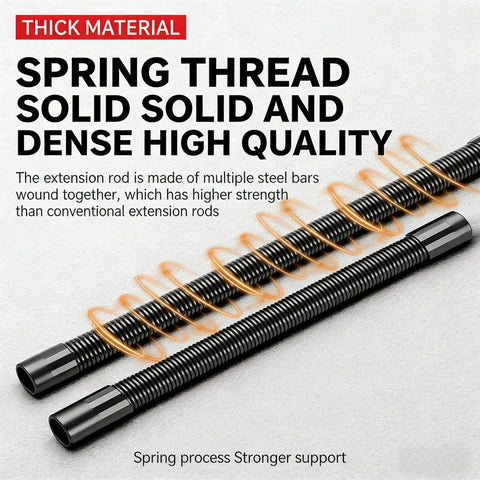 Heavy Duty 1/2 Inch Flexible Shaft Extension Extender Kit with 250mm and 350mm steel rods showcasing spring thread design quality.