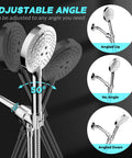 Adjustable Shower Head Holder For Handheld Showers With 360 Degree Swivel Ball Joint Chrome ABS Bracket Mount angled up and down