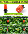 230 Piece All In One Quarter Inch Barbed Drip Irrigation Fittings Kit With Misting Nozzles showing adjustable settings