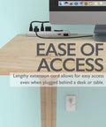 Eight-Outlet Power Strip With Timer And Surge Protector, four timed outlets on desk, enhancing ease of access behind furniture