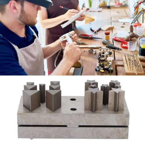 Disc Cutter Set With Assorted Shapes Jewelry Making Dies For Brass Leather And Paper Cutting on workshop desk