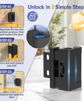 Built Tough Heavy Duty Door Reinforcement Lock For Inward Swinging Doors Screw Mounted Safety Latch With 800 Lb Strength Aluminum Alloy Build Adjustable Knob Ideal For Apartments And Hotels Black 1 Pack shown with unlocking steps