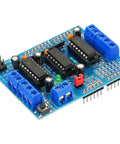 Dual H Bridge Motor Driver Shield for Arduino and Raspberry Pi, four-channel module, supports 10V motors, ideal for DIY robotics projects