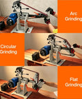 Built Like A Tank 2x72 Inch Belt Grinder Sander With Smooth 1500W Motor demonstrating arc, circular, and flat grinding techniques.