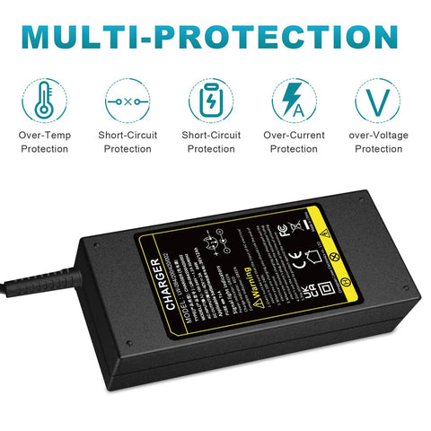 42V 2A Lithium Battery Charger For 36V E Bikes And Scooters With 3 Pin XLR Connector, showing multi-protection features.
