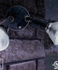 Outdoor Dusk To Dawn Security Flood Light With Twin PAR Holder Photocell Sensor 120 Volt White Heavy Duty All Weather