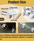 Beefy 5mm Shelf Pins Set of 50 With Silicone Suction Cups, Rust Resistant Cabinet Shelf Pegs showing size and installation.
