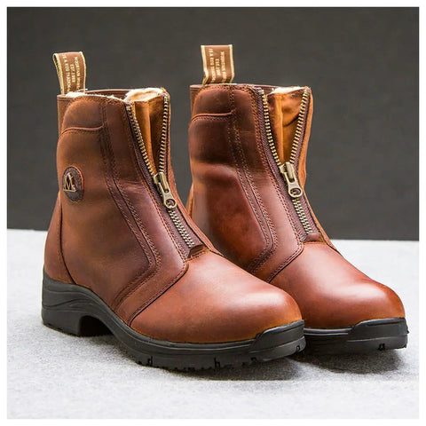 Snowy River Zip Paddock Boots 9 Waterproof Winter Riding Boots With 200G Thinsulate And Faux Fur Lining Oily Full Grain Leather