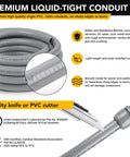 Coiled 3/4 Inch Liquid Tight Conduit Kit 100 Ft Flexible Non Metallic PVC Conduit With 5 Straight Fittings And 3 90 Degree Connectors
