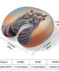 U Shaped Travel Pillow With Memory Foam Core Orange Hippo Animal Design Neck Pillow, 11.4x11.4x3.9inches, for comfort.