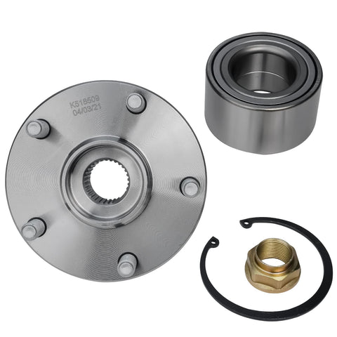 Two Front Wheel Bearing Hubs Replacement For 1992 Through 2003 Toyota Camry Sienna Avalon Solara And Lexus ES300 RX300 Direct Fit Durable Hub Assembly With Smooth Performance And Easy Installation, showing components including 5-lug hub, bearing, and fasteners.