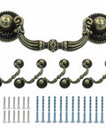 6Pcs Vintage Drop Bail Drawer Pulls With Embossed Pattern Center To Center 2.56 Inches; set with mounting screws; antique wardrobe handles; front view.