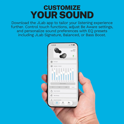Customization screen for Totally Wireless Earbuds Featuring Instant Plug And Play Pairing Slick Bass Boost Audio And Compact USB Case Bluetooth Five Point Three Black Edition.