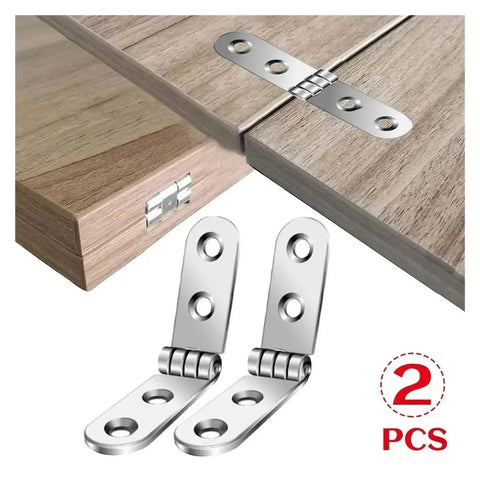 180 Degree Folding Flap Concealed Cabinet Hinges Set, 2 Pack, Heavy Duty, shown installed on wooden furniture surface