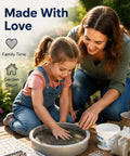 Mother and child using DIY Handprint Stepping Stone Kit For Garden Easy No Mess Large 14 Inch Cement Footprint Stone Concrete Mold