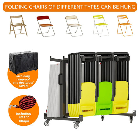 One Stop Folding Chair And Table Storage Cart With Rolling Wheels Holds 42 Chairs And 12 Tables Includes Rain Cover And Bungee Cords