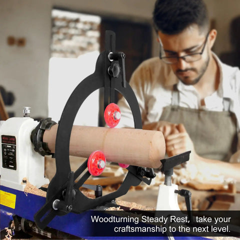 Pro Grade Woodturning Steady Rest For 12 14 And 16 Inch Lathe Swing 3 Point Adjustable Woodworking Stabilizer on lathe