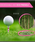 Top Notch Bamboo Golf Tees With Pink Stripe, Two Size Options 2 3 Quarter Inch And 3 1 Quarter Inch, Eco Friendly And Biodegradable