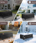 All Weather Outdoor Coffee Table Cover 48 Inch Rectangular, Heavy Duty Oxford Cloth With PU Coating on table in all seasons.