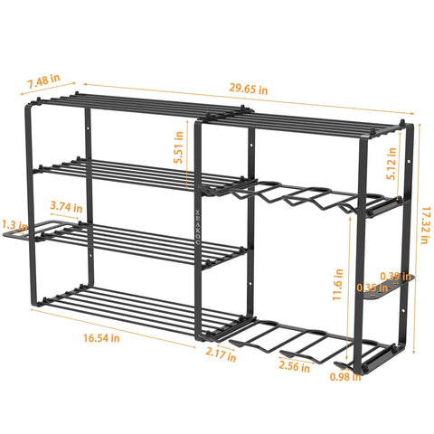 5 Tier Tool Shelf Organizer for Garage Wall Mount Carbon Steel Heavy Duty Storage Holds 80-260 Lbs Total Power Tool Rack