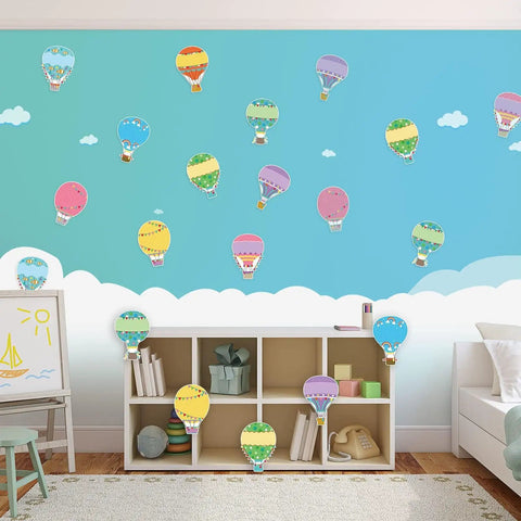 Colorful Fun Hot Air Balloon Cutouts Set Of 45 5 By 7 Inch Classroom Bulletin Board Accents For Back To School Decorations