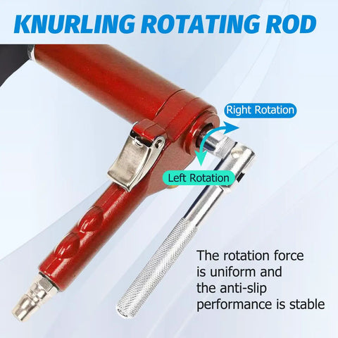 Pro Grade Pneumatic Brake Caliper Tool Set showing knurling rotating rod for easy brake pad replacement.