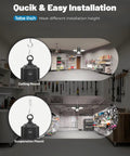 Motion Sensor Garage Light Plug In 8000 Lumen Shop Light With Three Modes And Three Flexible LED Panels 6500K installed in garage