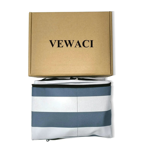 Beach Bag With Detachable Cooler, 54L Large Capacity Waterproof Sandproof Duffle Tote for Women in striped blue design near box