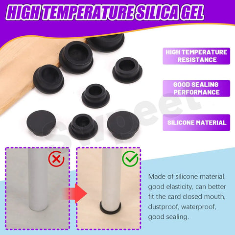 Silicone Hole Plug Kit With 5 Sizes Range 26mm 29mm 31.3mm 36.3mm 41.3mm T Shaped Rubber Stopper with high temperature resistance
