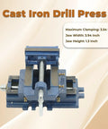 Heavy Duty Cross Slide Drill Press Vise With Two Way XY Compound Travel Four Inch Cast Iron Jaws Built Like A Tank for precise clamping.