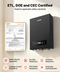 Handles Heavy Duty Plumbing With This 36 Kw Tankless Electric Water Heater showcasing ETL certification and safety features.