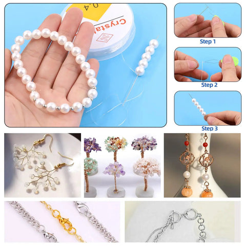 All In One Jewelry Making Kit With Pliers, Findings, Beading String And Copper Wire, 1468Pcs for Repair, creating jewelry projects