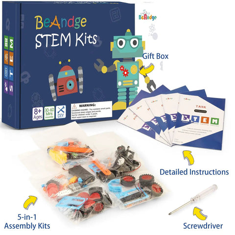 Wind Powered Car STEM Kit 5 Pack For Kids Kid Friendly Hands On Science Toys box, instructions, parts, screwdriver