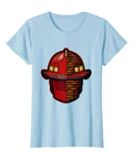 Women Baby Blue Firefighter T Shirt I Live For The Call Design Tee For Crew Chiefs Volunteers And Proud Families With Really Sick Graphics That Are Totally Fly And Built Tough displayed with bold helmet graphic on classic tee.