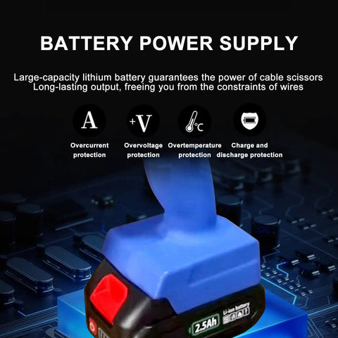 Battery power supply of Handheld Hydraulic Cable Cutter For Copper Aluminum And Armored Cable From 0 To 30 And 65 mm Heavy Duty Pro Grade Tool