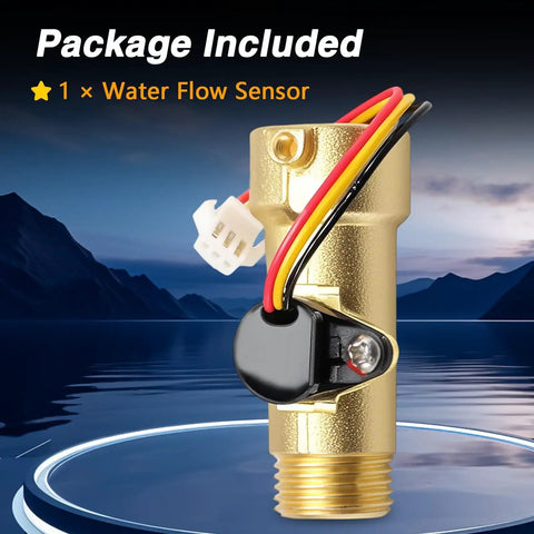 RV Tankless Water Heater Flow Sensor Replacement For Girard GSWH2 And 2GWH24, brass water flow sensor with wire connector