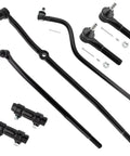 Dodge Ram Front 7Pc Inner Outer Tie Rod Track Bar Drag Link Kit For 1998 1999 4WD Fits Ram 1500 And Ram 2500 Direct Fit OEM Grade Heavy Duty Steel Replacement With Precision Tolerances And Easy Installation, black steel steering components
