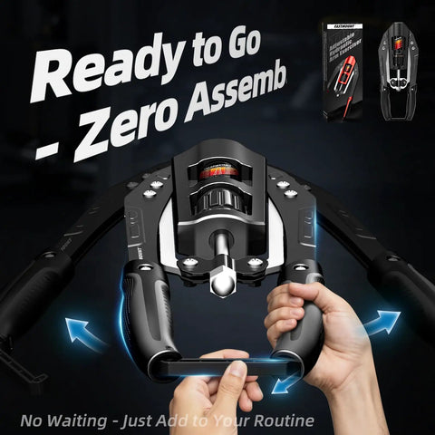 Upgrade Your Gains With This East Mount Twister Arm Exerciser Featuring Adjustable Hydraulic Resistance From 22 To 440 Lbs, ergonomic grips close-up.