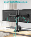 Dual Monitor Stand For 13 To 27 Inch Screens, Free Standing Full Motion Desk Mount With cable management, holds 2 monitors