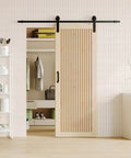 42 Inch By 84 Inch Sliding Barn Door With Wood Slat Design And Hardware Kit Solid Pine Wood For Living Room Pantry And Home Offices