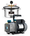 OMT vacuum chamber kit with stainless steel chamber, tempered glass lid, and 3.5 cfm vacuum pump