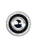 Pebble Beach Commemorative Golf Ball Marker With Magnetic Coin Yardage Layout Coin, showing course details and durable metal design