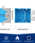 Adjustable Two Gang Plastic Electrical Box Blue 34 Cubic Inch Junction Box With Built In Cable Clips ETL Listed