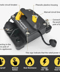 Rock Solid 30 Amp Circuit Breaker Fuse Inline Holder with waterproof phenolic plastic housing and manual push button for marine use.