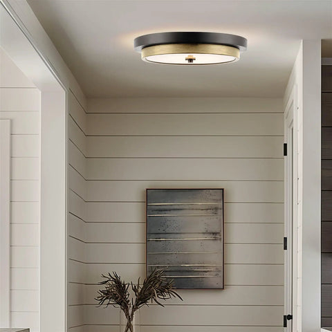 Low Profile Modern LED Ceiling Light 14-Inch, Semi Flush Mount, 24W Dimmable 3000K Warm White in hallway setting
