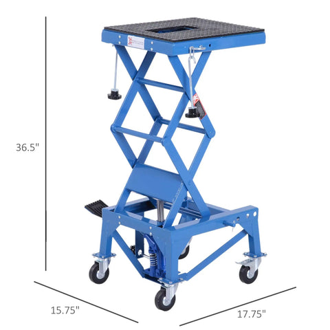 Heavy Duty Hydraulic Motorcycle Scissor Jack Lift With Foot Step For Dirt Bikes And Mini Motorcycles 300 Lb Capacity For Secure Wheel Elevation And Foldaway Stand For Easy Maintenance