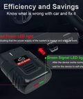 OBD2 Bluetooth Car Diagnostic Scanner For iOS And Android with LED lights indicating power and signal in vehicle interior
