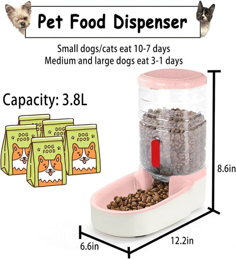 Reliable Gravity Dog Food Dispenser Automatic Cat Feeder With One Gallon Capacity For Small Medium Dogs And Cats Pink Siphon Kibble Station dimensions and features.
